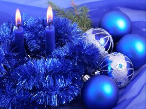 Preview wallpaper christmas decorations, candles, tinsel, thread, needles, holiday, new year, christmas