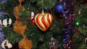 Preview wallpaper christmas decorations, christmas tree, tinsel, garland, holiday, new year