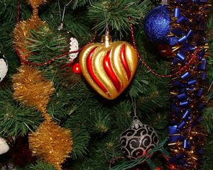 Preview wallpaper christmas decorations, christmas tree, tinsel, garland, holiday, new year