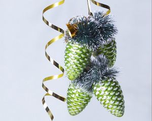 Preview wallpaper christmas decorations, cones, tinsel, ribbon, holiday, attributes