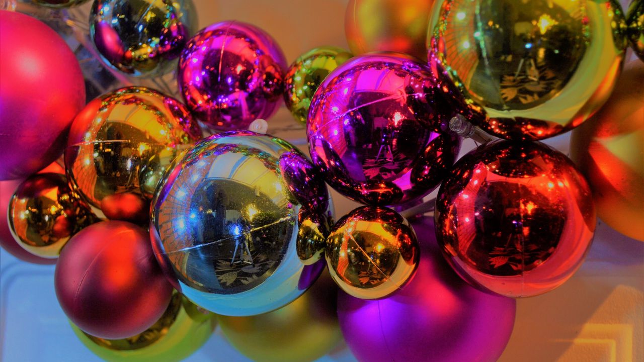 Wallpaper christmas decorations, glass, colorful