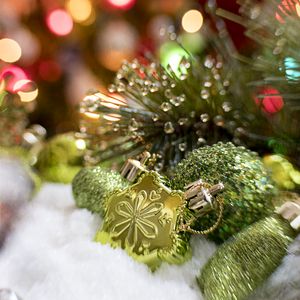 Preview wallpaper christmas decorations, glitter, bokeh, glare, new year, christmas