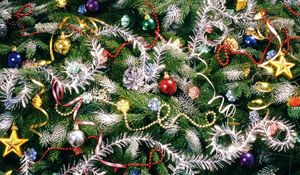 Preview wallpaper christmas decorations, ornaments, tree, pine needles, holiday, new year, christmas