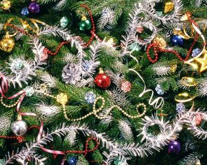 Preview wallpaper christmas decorations, ornaments, tree, pine needles, holiday, new year, christmas