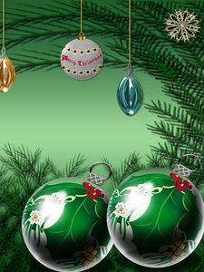 Preview wallpaper christmas decorations, pine needles, snowflakes, christmas, new year, celebration