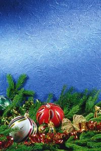 Preview wallpaper christmas decorations, pine needles, tinsel, attributes, holiday