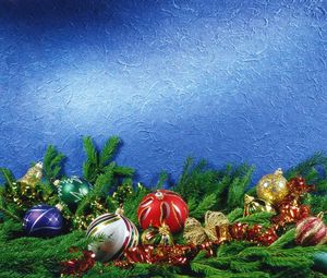 Preview wallpaper christmas decorations, pine needles, tinsel, attributes, holiday