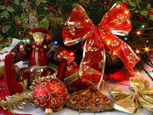 Preview wallpaper christmas decorations, ribbons, needles, garlands, holiday, christmas