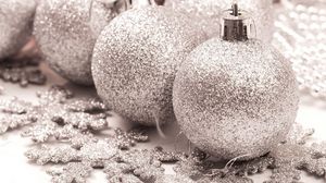 Preview wallpaper christmas decorations, snowflakes, glitter, silver, holiday, decoration