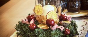 Preview wallpaper christmas decorations, vintage, wreath, pine, retro