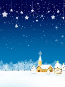 Preview wallpaper christmas, holiday, home, church, moon, stars, trees