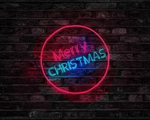 Preview wallpaper christmas, inscription, backlight, wall