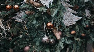 Preview wallpaper christmas, new year, christmas ornaments, cones
