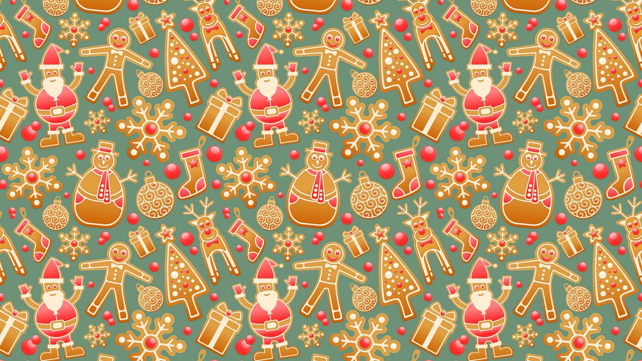 Wallpaper christmas, new year, gingerbread, snowman, santa claus