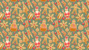 Preview wallpaper christmas, new year, gingerbread, snowman, santa claus