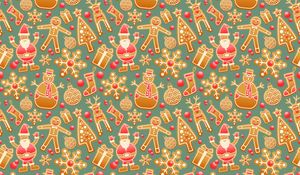 Preview wallpaper christmas, new year, gingerbread, snowman, santa claus