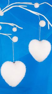 Preview wallpaper christmas, new year, hearts, blue, white