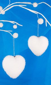 Preview wallpaper christmas, new year, hearts, blue, white