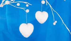 Preview wallpaper christmas, new year, hearts, blue, white