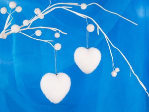 Preview wallpaper christmas, new year, hearts, blue, white