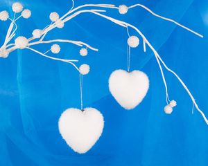 Preview wallpaper christmas, new year, hearts, blue, white