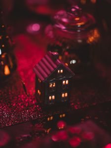 Preview wallpaper christmas, new year, house, decoration, light