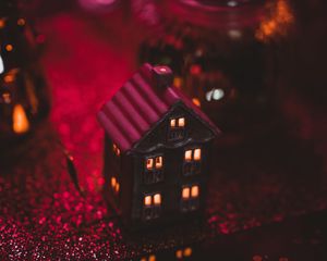 Preview wallpaper christmas, new year, house, decoration, light