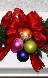 Preview wallpaper christmas, new year, needles, christmas decorations, ribbon, decoration