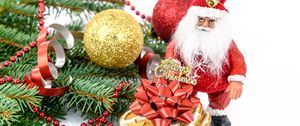 Preview wallpaper christmas, new year, santa claus, fir-tree, decorations, cookies
