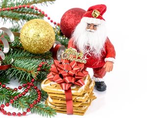 Preview wallpaper christmas, new year, santa claus, fir-tree, decorations, cookies