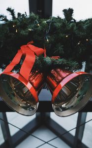 Preview wallpaper christmas, ornaments, bells, ribbon