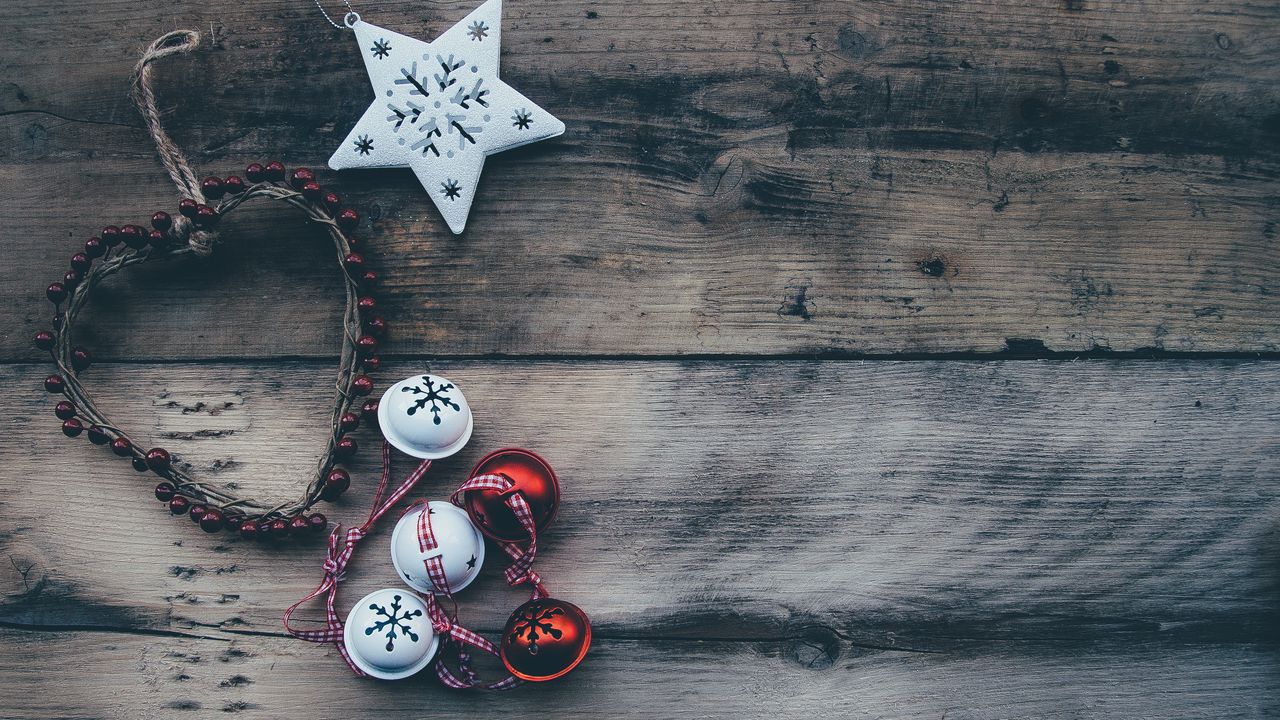 Wallpaper christmas, sphere, heart, ornament, star hd, picture, image