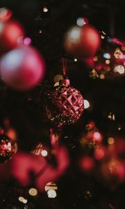 Preview wallpaper christmas toy, ball, glitter, glare, bokeh, christmas, new year