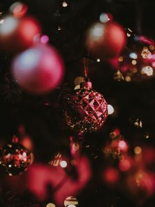 Preview wallpaper christmas toy, ball, glitter, glare, bokeh, christmas, new year