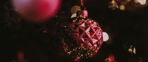 Preview wallpaper christmas toy, ball, glitter, glare, bokeh, christmas, new year