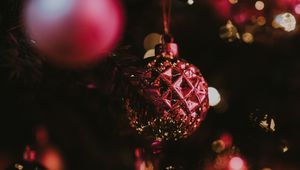 Preview wallpaper christmas toy, ball, glitter, glare, bokeh, christmas, new year