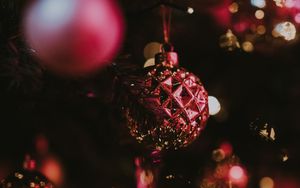 Preview wallpaper christmas toy, ball, glitter, glare, bokeh, christmas, new year