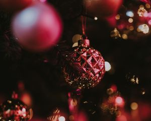 Preview wallpaper christmas toy, ball, glitter, glare, bokeh, christmas, new year