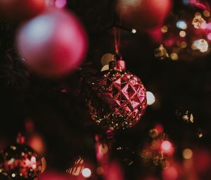 Preview wallpaper christmas toy, ball, glitter, glare, bokeh, christmas, new year