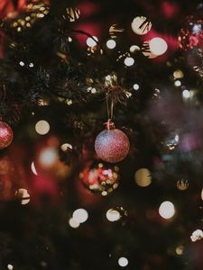 Preview wallpaper christmas toy, new year, christmas, decoration, glare, bokeh