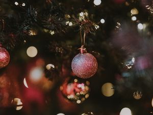 Preview wallpaper christmas toy, new year, christmas, decoration, glare, bokeh