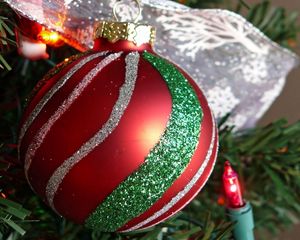 Preview wallpaper christmas toys, ball, needle, close-up, holiday