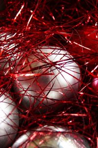 Preview wallpaper christmas toys, balls, tinsel, close-up