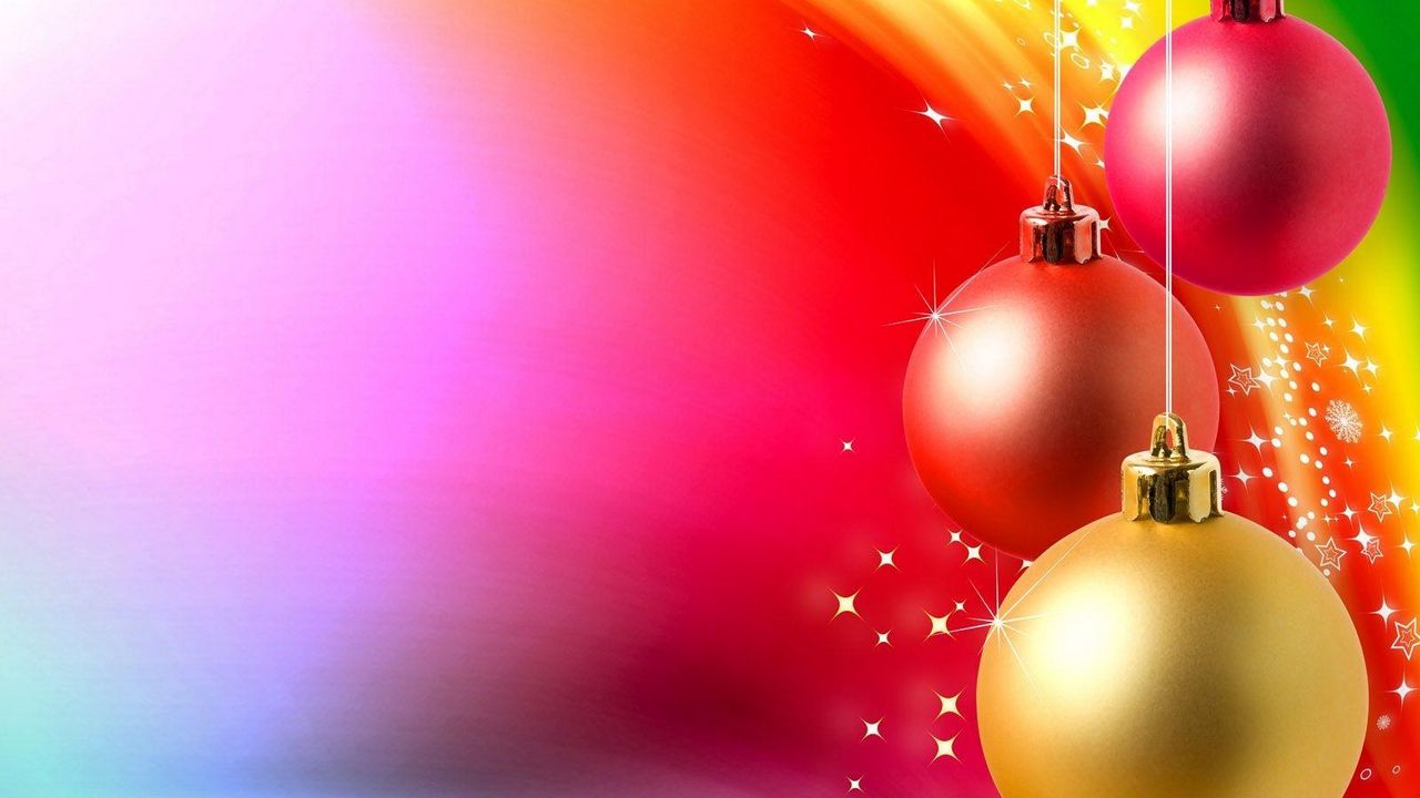 Wallpaper christmas toys, balls, yarn, background, colorful, positive