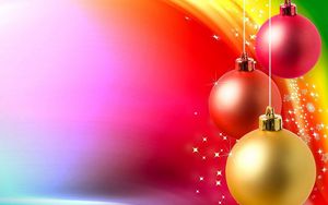 Preview wallpaper christmas toys, balls, yarn, background, colorful, positive