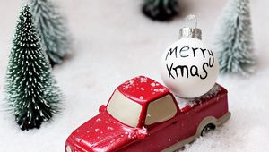 Preview wallpaper christmas, toys, cars, trees, ball