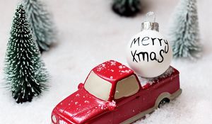 Preview wallpaper christmas, toys, cars, trees, ball