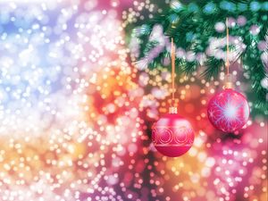 Preview wallpaper christmas toys, new year, christmas, balls, branch