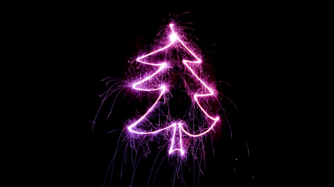Wallpaper christmas tree, art, light, sparks