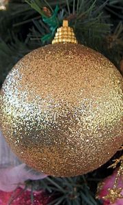 Preview wallpaper christmas tree, christmas decorations, balloon, glitter, gold, close-up